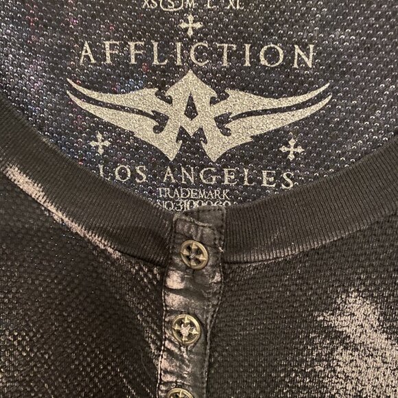 Affliction Live Fast Rhinestone Thermal Shirt Small - Picture 3 of 5